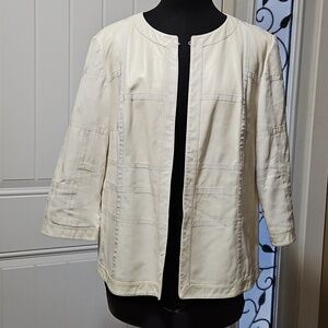Lafayette 148 New York Cream Cropped Lambskin Sample Jacket Size 8